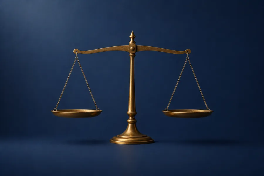 Balance dorée en équilibre, évoquant la neutralité fiscale luxembourgeoise